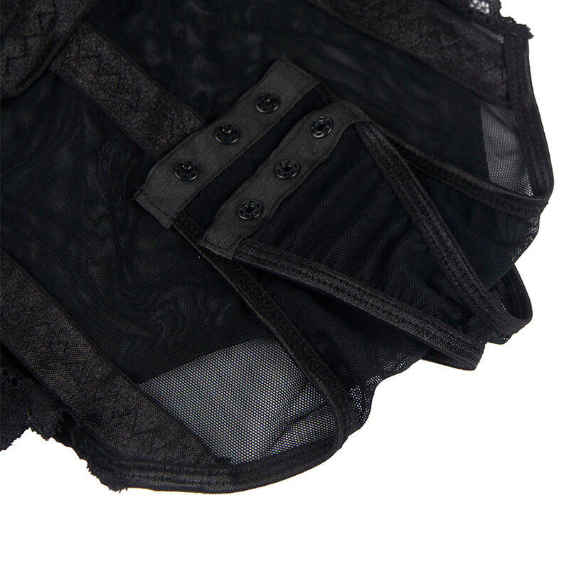 SUBBLIME - TEDDY WITH GARTER STRAPS AND CHEST DETAILS BLACK S/M
