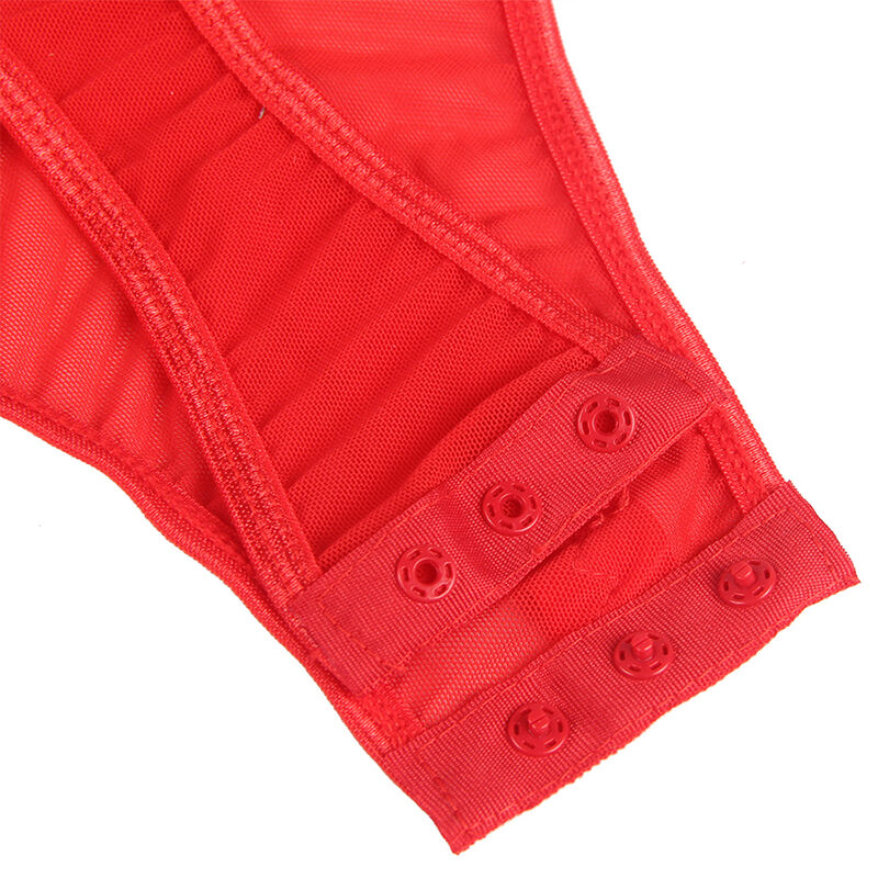 SUBBLIME - TEDDY WITH GARTER SHOULDER DETAIL RED BREAST S/M