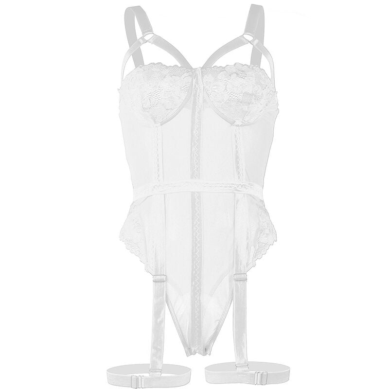 SUBBLIME - TEDDY WITH GARTER STRAPS AND WHITE CHEST DETAIL S/M