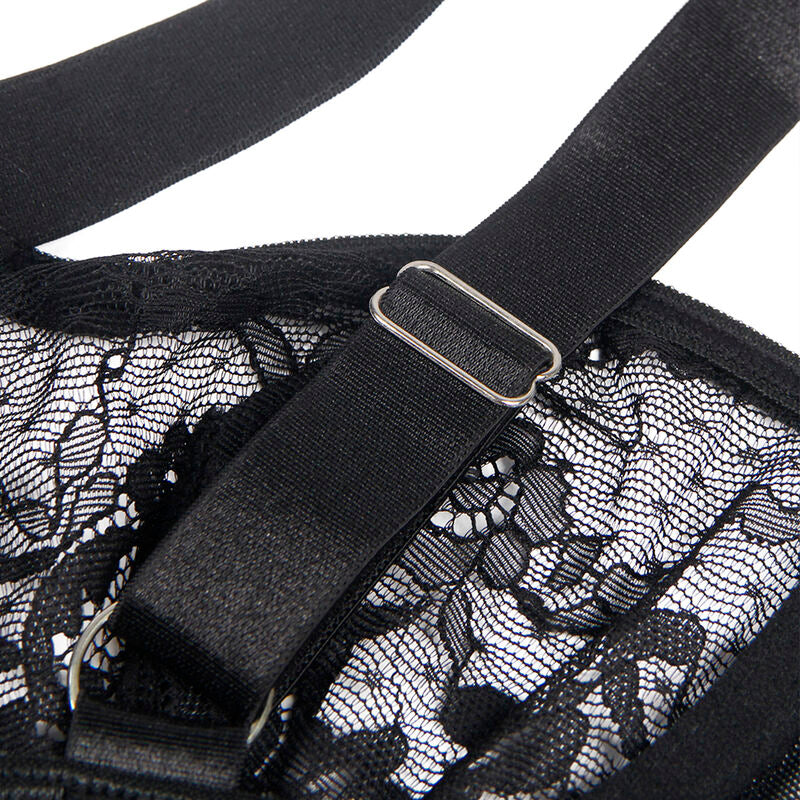 SUBBLIME - TEDDY WITH GARTER WITH LACE DETAIL AND STRAPS BLACK S/M