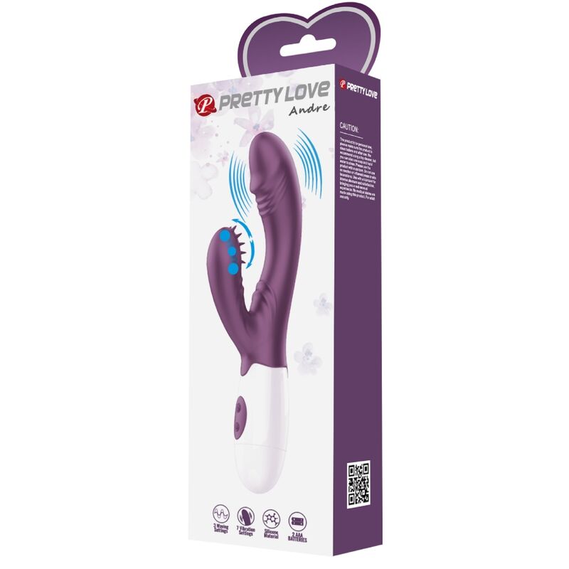 PRETTY LOVE - ANDRE RABBIT VIBRATOR AND G-SPOT STIMULATOR PURPLE