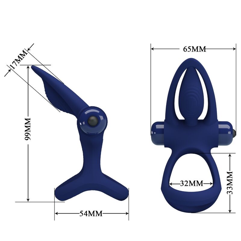 PRETTY LOVE - MAT DOUBLE RING WITH VIBRATION AND BLUE STIMULATOR