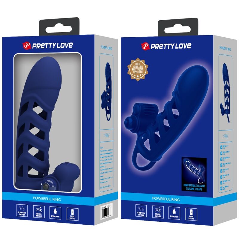 PRETTY LOVE - ALTAF VIBRATING RING WITH BLUE SILICONE SHEATH