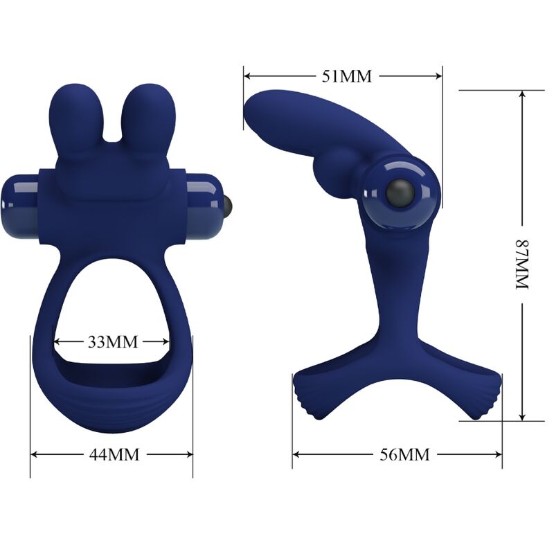 PRETTY LOVE - FRANCISCO BLUE RABBIT DOUBLE VIBRATING RING
