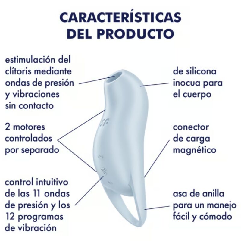 SATISFYER - POCKET PRO 1 ESTIMULADOR DE CLÍTORIS AZUL CLARO