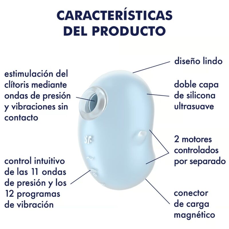 SATISFYER - CUTIE GHOST LIGHT BLUE LAY-ON VIBRATOR