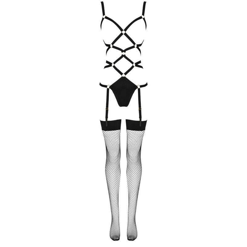 LIVCO CORSETTI FASHION - THIARA LC 20213 BODY SET + BLACK STOCKINGS S/M