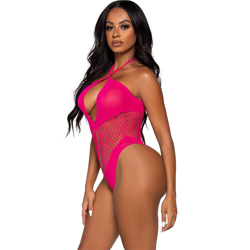 LEG AVENUE - ORANGE CROSSOVER OPEN NECKLINE BODYSUIT