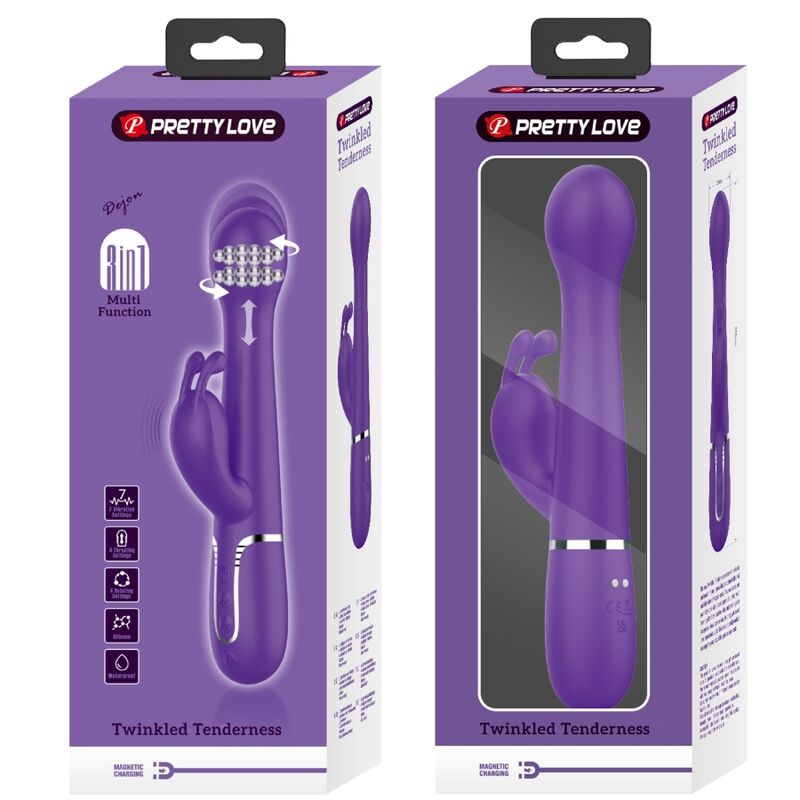 PRETTY LOVE - DEJON 3 IN 1 MULTIFUNCTION PURPLE RABBIT VIBRATOR