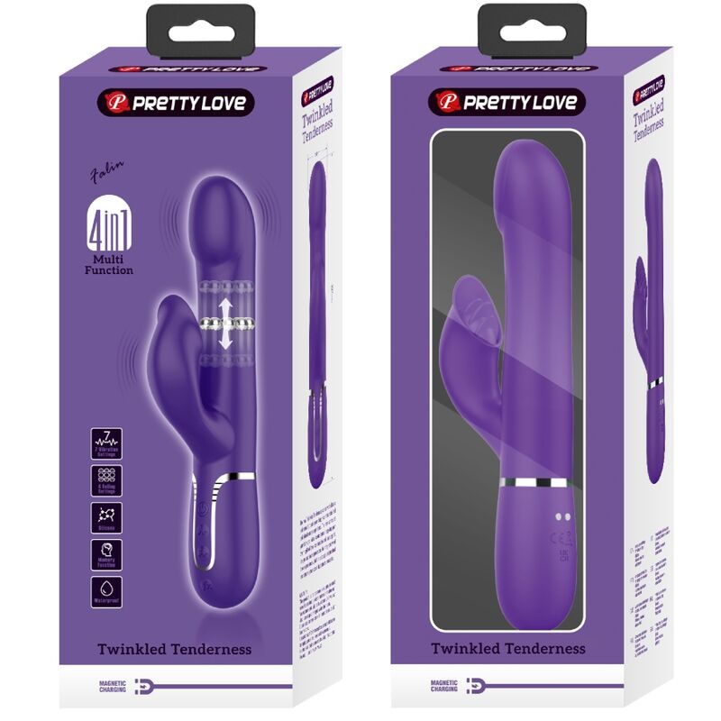 PRETTY LOVE - VIBRADOR CONEJO PERLA 4 EN 1 ZALIN MORADO