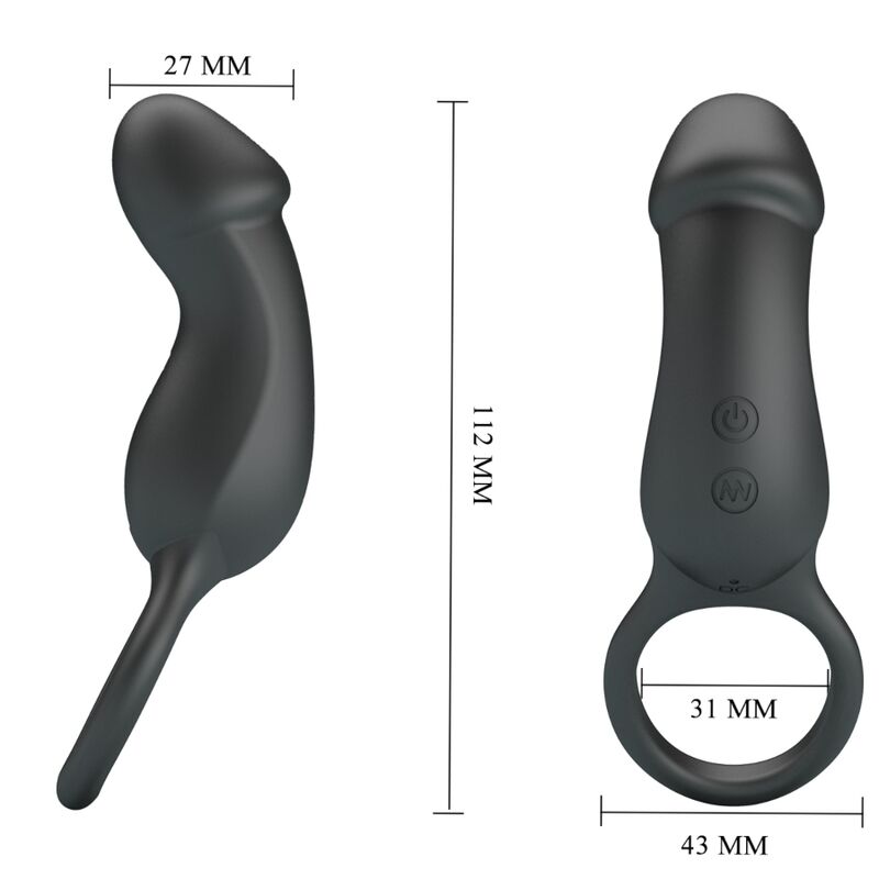 PRETTY LOVE - TRAE VIBRATING RING WITH BLACK STIMULATOR