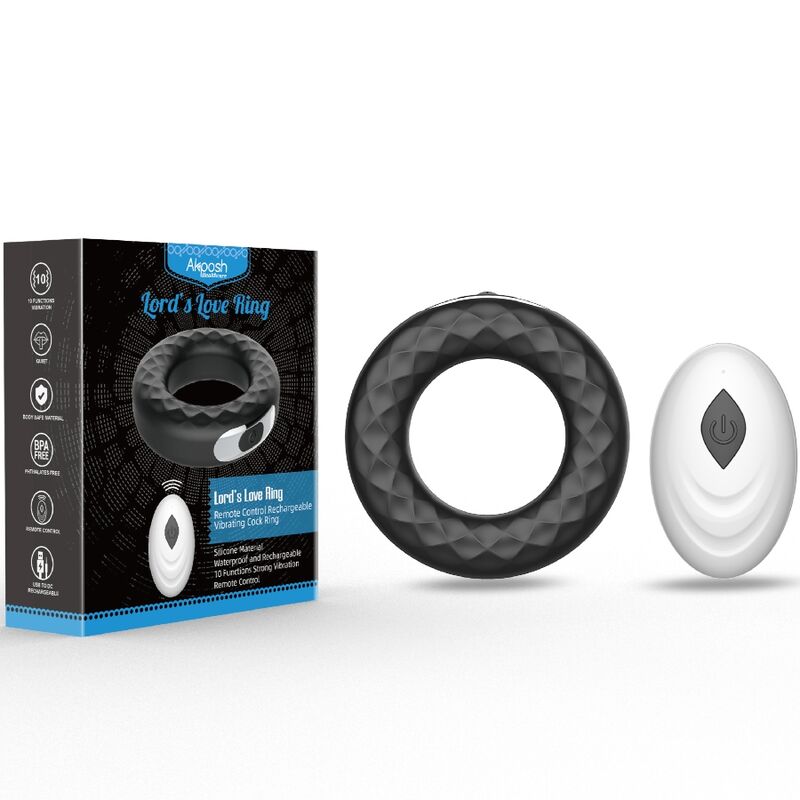 ARMONY - ANILLO VIBRADOR CONTROL REMOTO LORD'S LOVE NEGRO