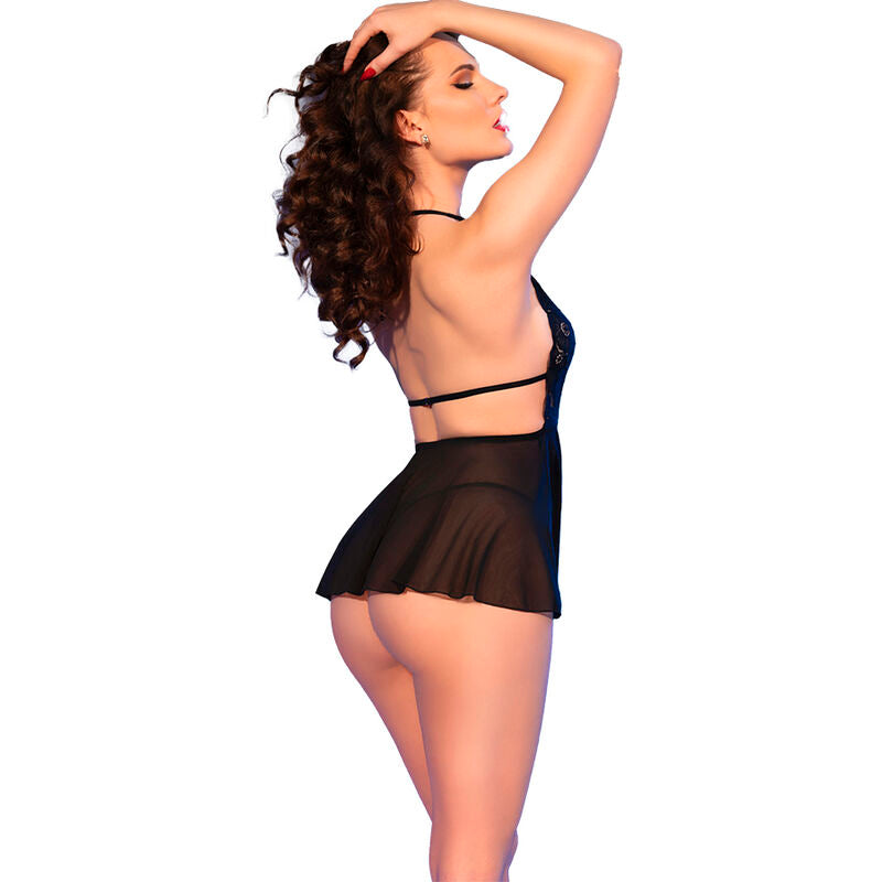 CHILIROSE - CR 4720 BABYDOLL AND BLACK THONG S