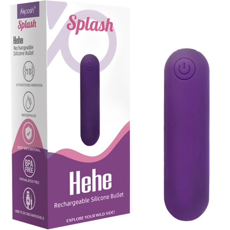 SPLASH HEHE VIBRADOR BALA DE SILICONA 10 VIBRACIONES 65 X 15 CM MORADO