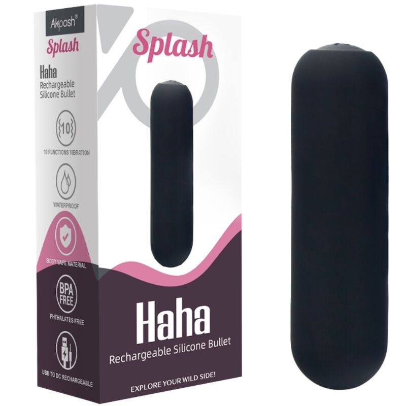 SPLASH HAHA SILICONE BULLET VIBRATOR 10 VIBRATIONS 75 X 19 CM BLACK