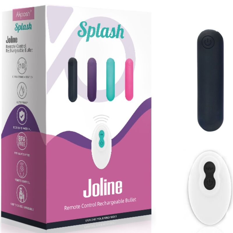 SPLASH JOLINE SILICONE BULLET VIBRATOR REMOTE CONTROL 10 VIBRATIONS 65 X 15 CM BLACK