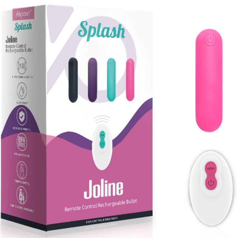 SPLASH JOLINE SILICONE BULLET VIBRATOR REMOTE CONTROL 10 VIBRATIONS 65 X 15 CM PINK