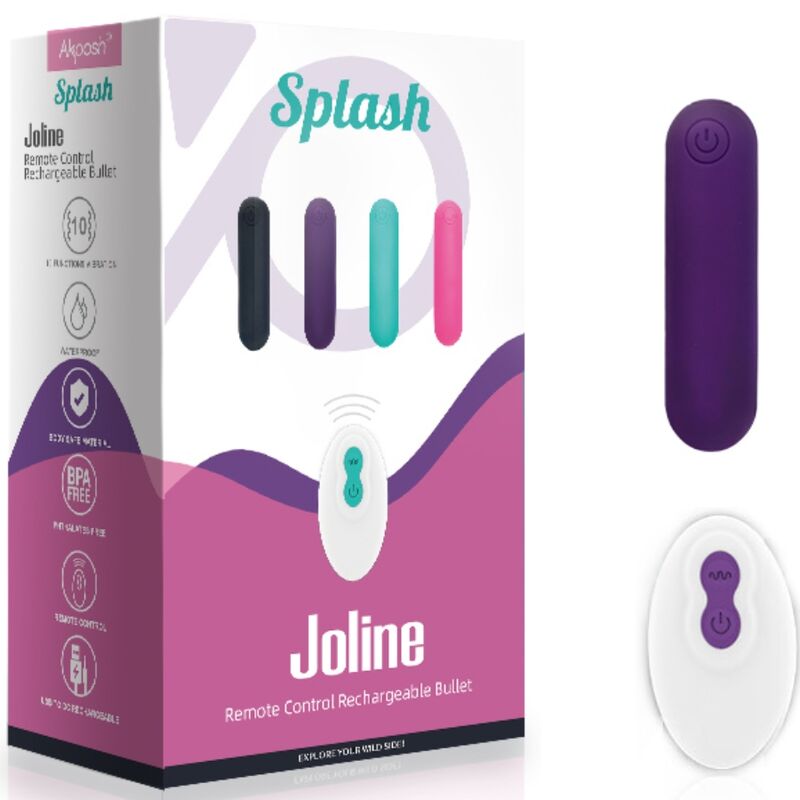 SPLASH JOLINE SILICONE BULLET VIBRATOR REMOTE CONTROL 10 VIBRATIONS 6.5 X 1.5 CM PURPLE