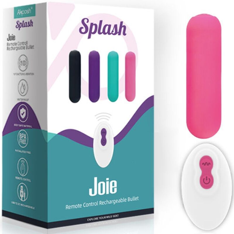 SPLASH JOIE BULLET SILICONE VIBRATOR REMOTE CONTROL 10 VIBRATIONS 75 X 19 CM PINK