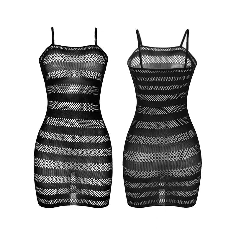 SUBBLIME - 951733 BLACK STRIPE FISHNET DRESS ONE SIZE