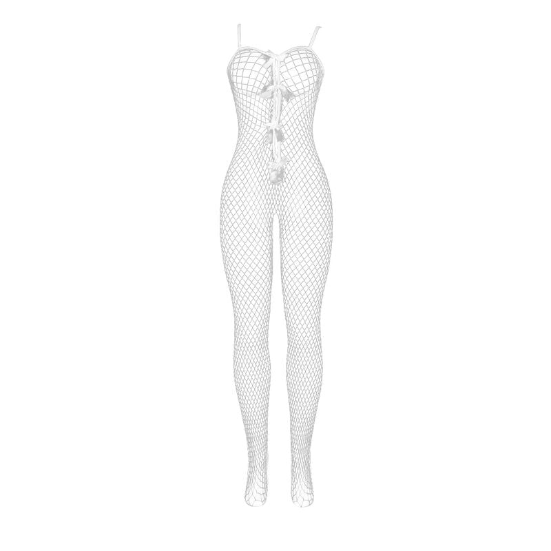SUBBLIME - 951740 WHITE BODYSTOCKING SEASHELLE WITHOUT BOTTOM WITH LOOPS ONE SIZE