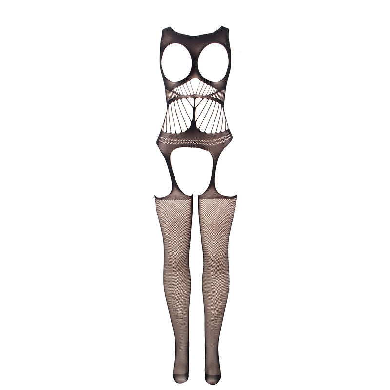 SUBBLIME - 951900 BODYSTOCKING WITHOUT FISHNET BOTTOM WITH CUP AND OPEN SHOULDERS BLACK ONE SIZE