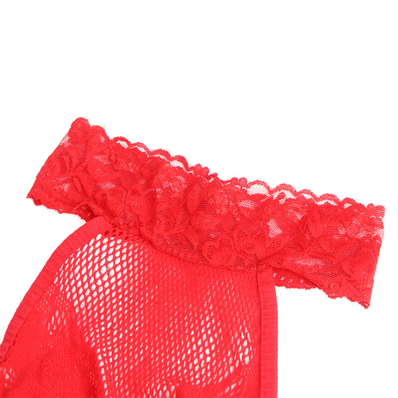 SUBBLIME - 952372 RED HIGH NECK LACE NET BODYSUIT ONE SIZE