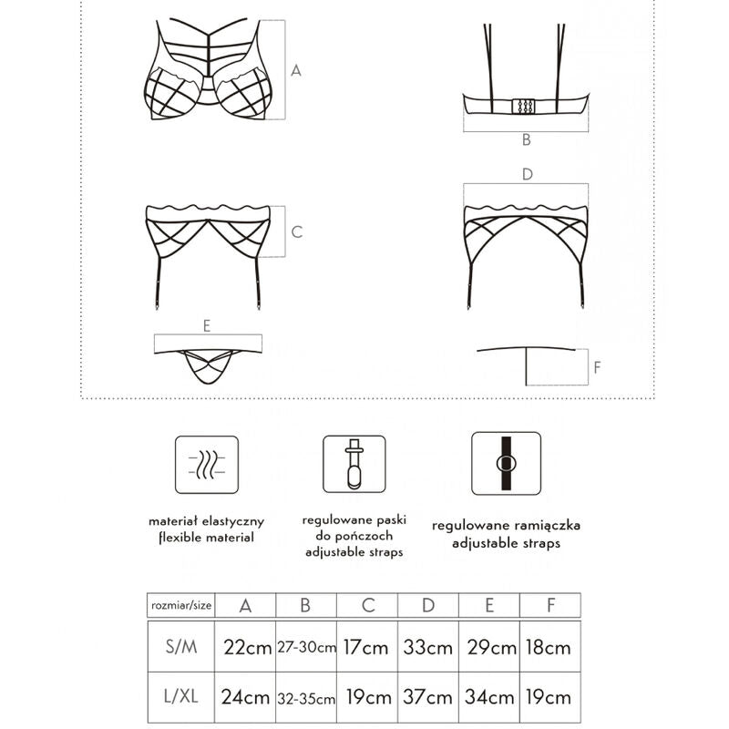 LIVCO CORSETTI FASHION - SOLEDAD LC 20217 BRA + PANTIES + GARTER BELT S/M