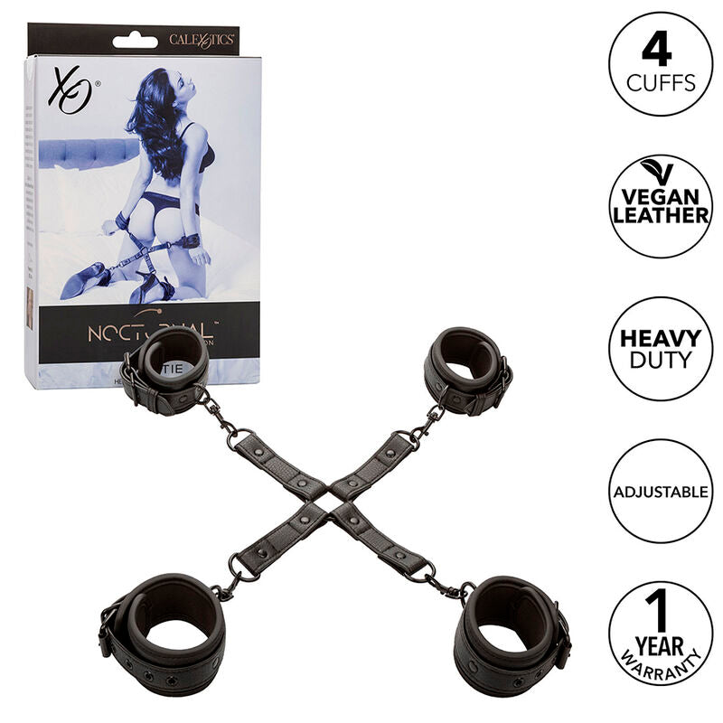 CALEXOTICS - NOCTURNAL CONNECTOR HOG TIE ADJUSTABLE LEATHER BLACK