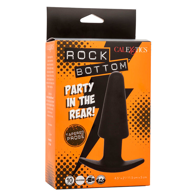 CALEXOTICS - ROCK BOTTOM TAPERED ANAL PLUG 10 VIBRATIONS SILICONE BLACK