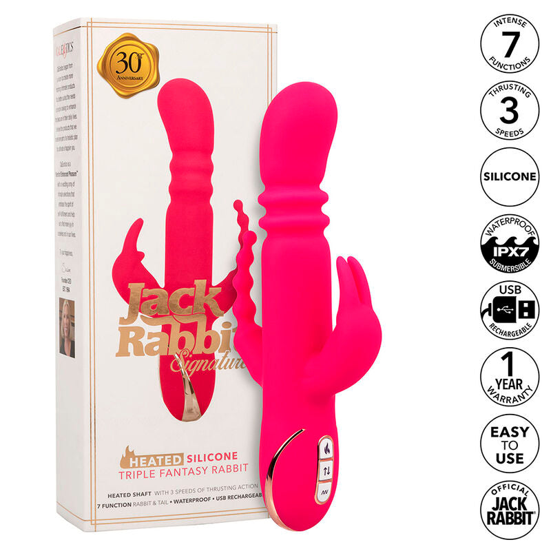 CALEXOTICS - JACK FANTASY TRIPLE HEATED PINK RABBIT VIBRATOR