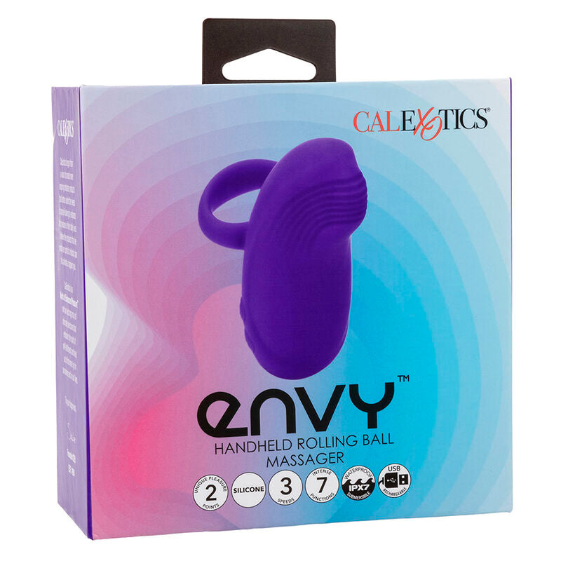 CALEXOTICS - MASAJEADOR PORTÁTIL CON BOLA GIRATORIA ENVY, 7 VIBRACIONES, COLOR MORADO