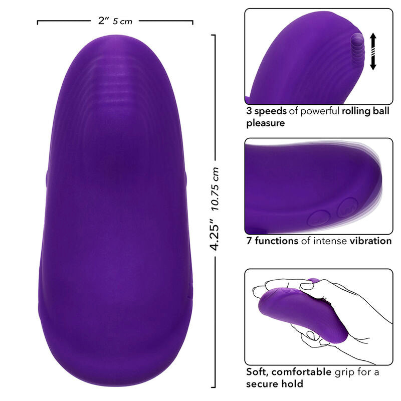 CALEXOTICS - MASAJEADOR PORTÁTIL CON BOLA GIRATORIA ENVY, 7 VIBRACIONES, COLOR MORADO