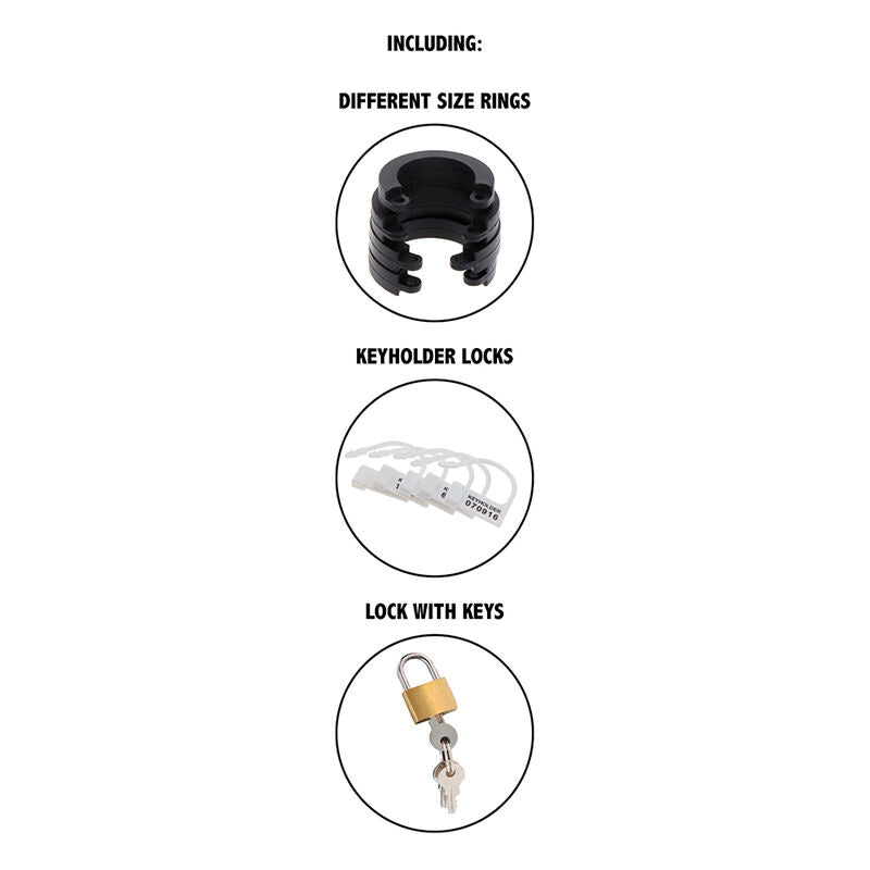HIDDEN DESIRE - EXTREME SILICONE CHASTITY COCK SIZE L BLACK