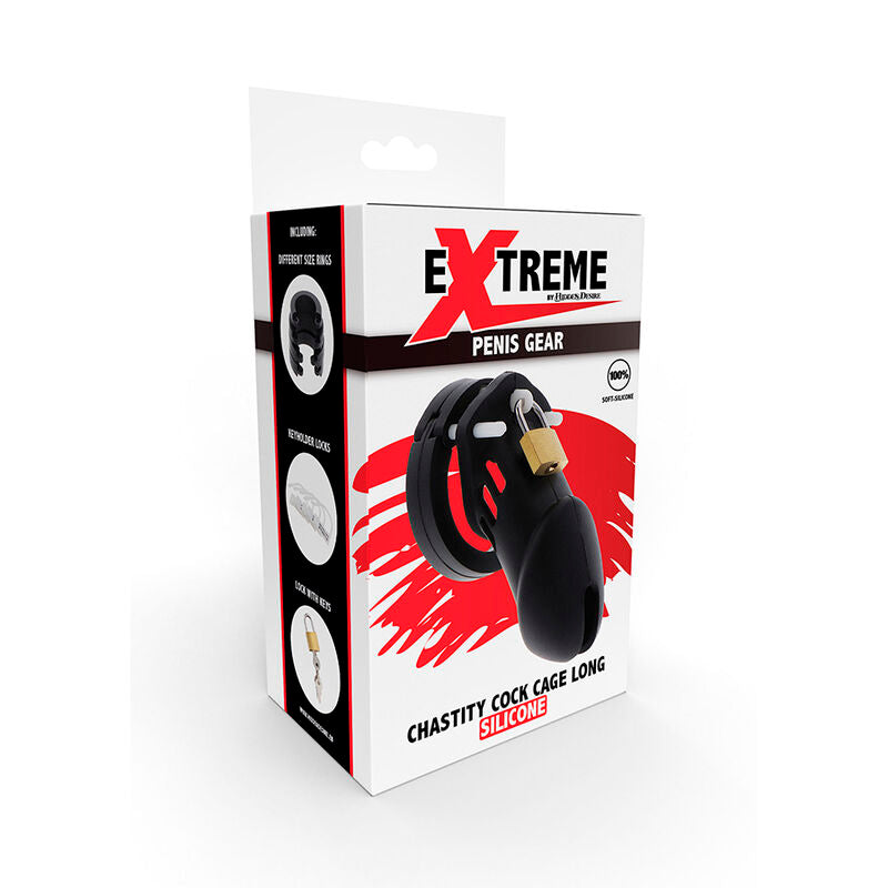 HIDDEN DESIRE - EXTREME SILICONE CHASTITY COCK SIZE L BLACK