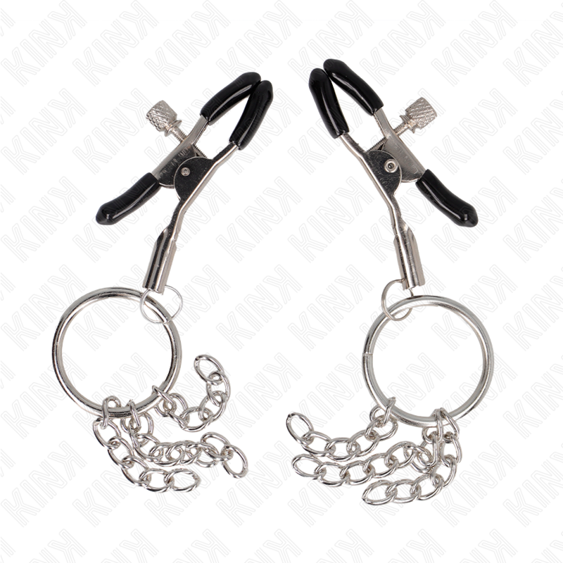 KINK - O RING NIPPLE CLIP AND SMALL SILVER CHAIN ​​6 CM