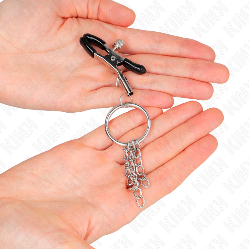 KINK - O RING NIPPLE CLIP AND SMALL SILVER CHAIN ​​6 CM