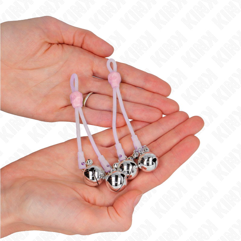 KINK - LIGHT UP SKULL TONGS WITH ADJUSTABLE BELLS RING PINK/SILVER