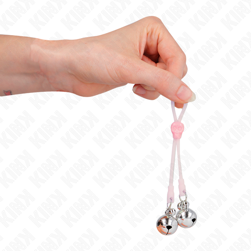 KINK - LIGHT UP SKULL TONGS WITH ADJUSTABLE BELLS RING PINK/SILVER