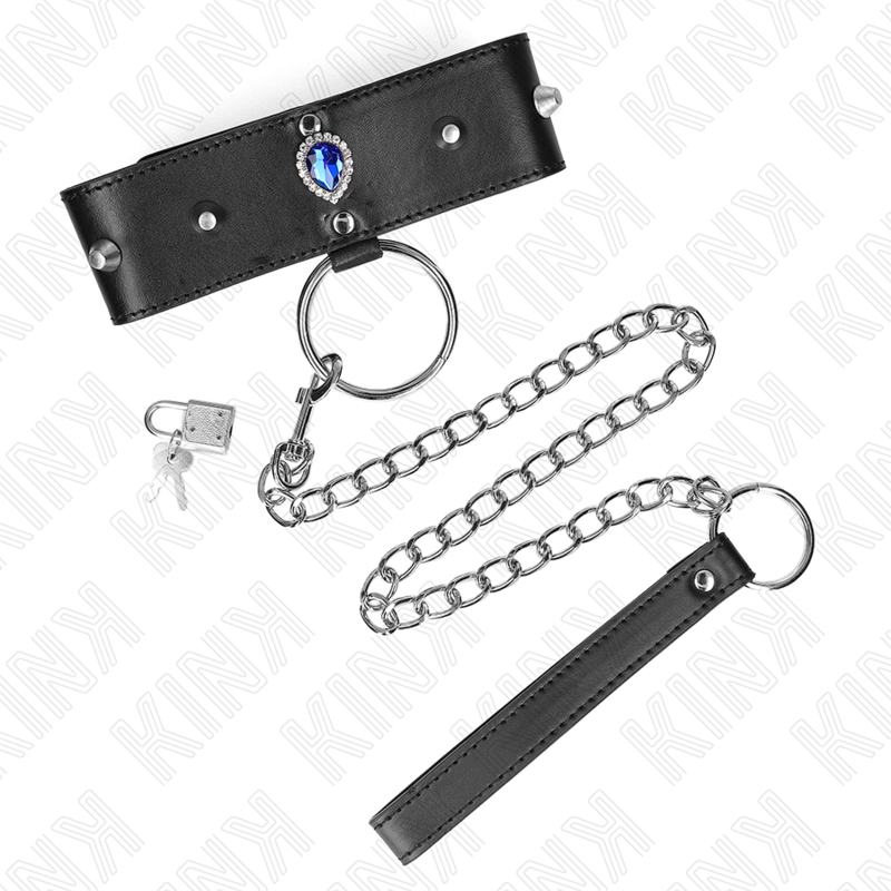 KINK - 65 CM NECKLACE WITH BLUE DIAMOND STRAP ADJUSTABLE 36-43 CM X 5 CM