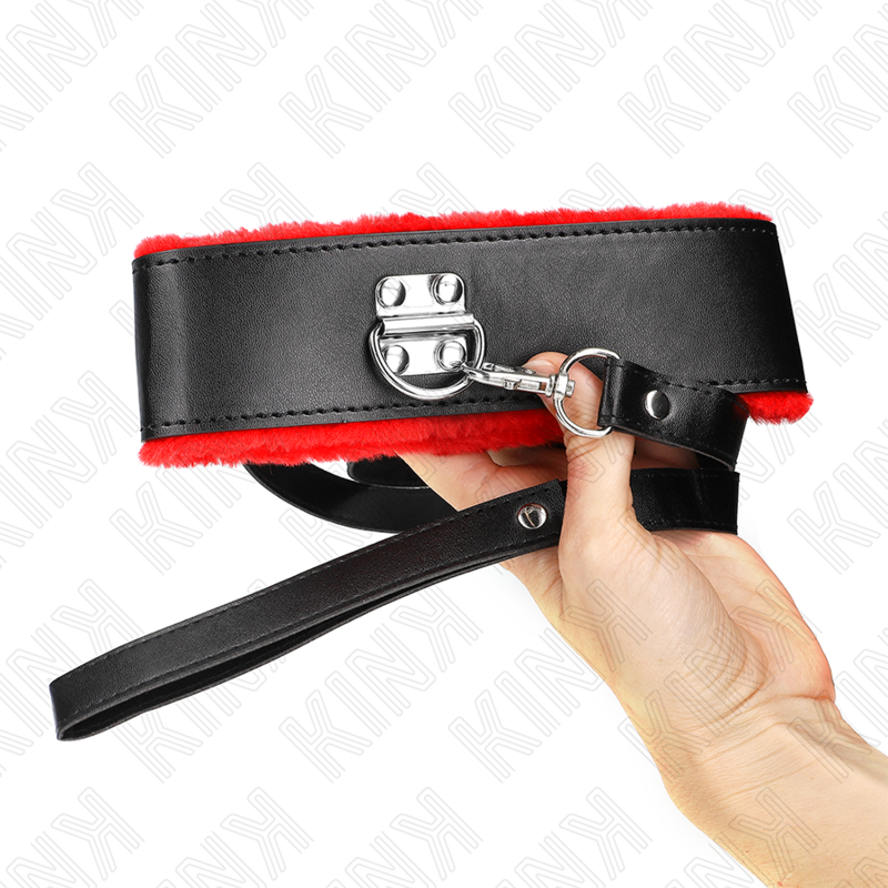 KINK - 116 CM NECKLACE WITH BELT WITH ADJUSTABLE RED LEATHER STRAP 40-48 CM X 6 CM
