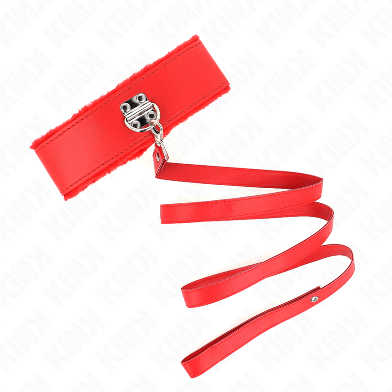 KINK - 116 CM NECKLACE WITH LEASH WITH SILVER NAILS MODEL 4 RED ADJUSTABLE 40-48 CM X 6 CM