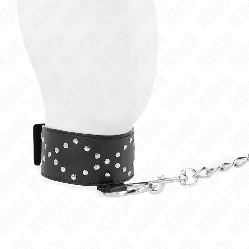 KINK - 65 CM NECKLACE WITH LEASH WITH SILVER NAILS MODEL 3 ADJUSTABLE 36-43 CM X 5 CM