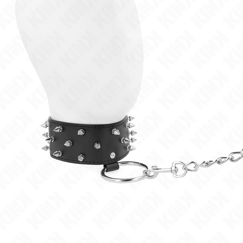 KINK - 65 CM NECKLACE WITH LEASH WITH SILVER NAILS MODEL 5 ADJUSTABLE 36-43 CM X 5 CM