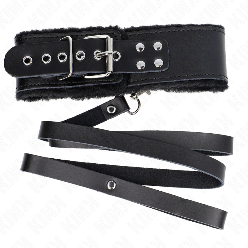 KINK - 116 CM NECKLACE WITH BELT WITH ADJUSTABLE BLACK LEATHER STRAP 40-48 CM X 6 CM