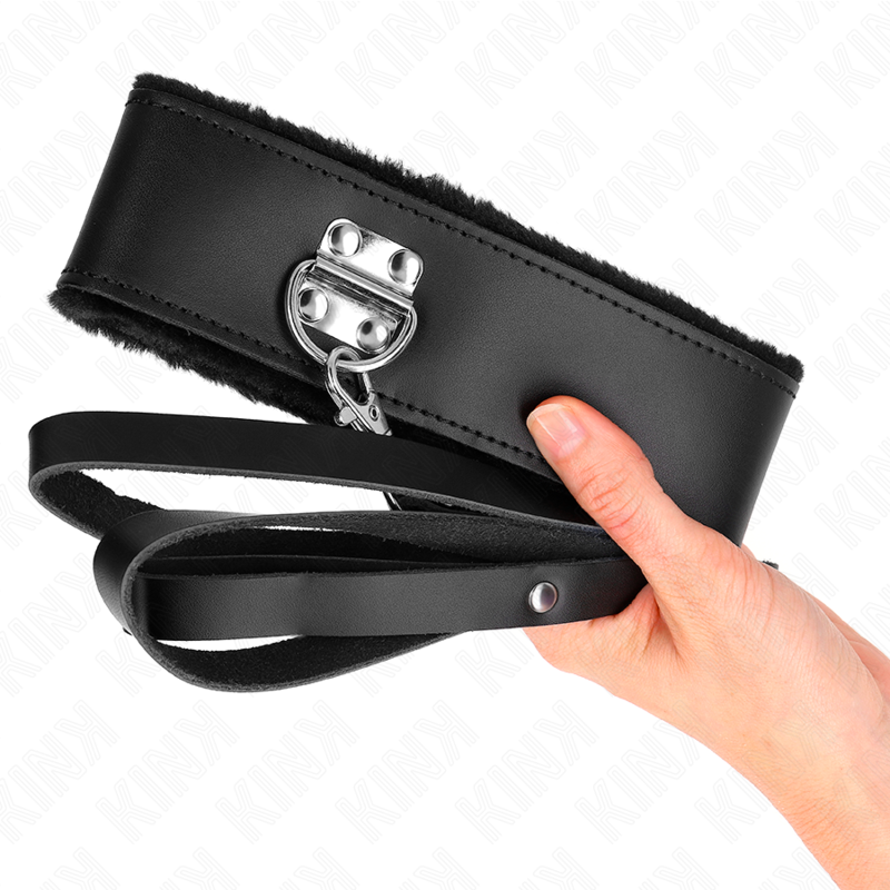 KINK - 116 CM NECKLACE WITH BELT WITH ADJUSTABLE BLACK LEATHER STRAP 40-48 CM X 6 CM