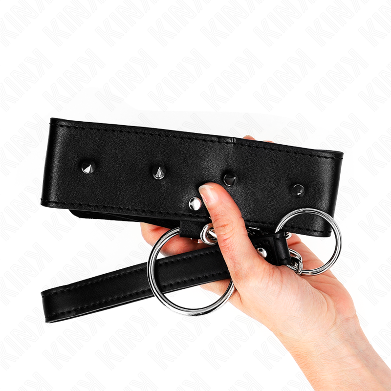 KINK - 65 CM NECKLACE WITH LEASH WITH SILVER NAILS MODEL 2 ADJUSTABLE 36-43 CM X 5 CM