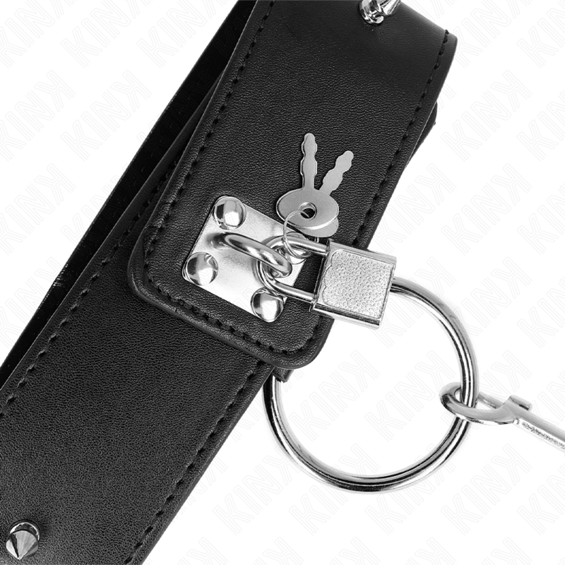 KINK - 65 CM NECKLACE WITH LEASH WITH SILVER NAILS MODEL 2 ADJUSTABLE 36-43 CM X 5 CM