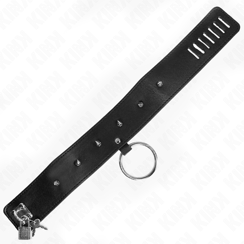 KINK - 65 CM NECKLACE WITH LEASH WITH SILVER NAILS MODEL 2 ADJUSTABLE 36-43 CM X 5 CM