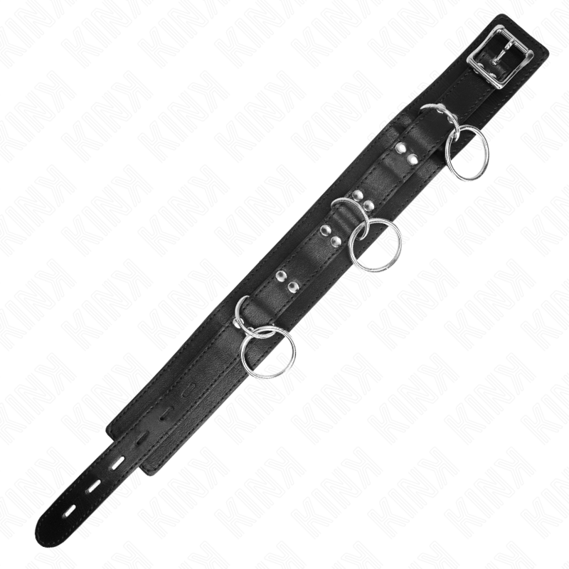 KINK - 3 RING SLAVERY COLLAR WITH STRAP 80 CM 53 X 5 CM
